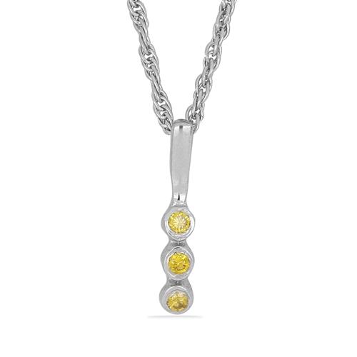 BUY 925 SILVER NATURAL YELLOW DIAMOND DOUBLE CUT GEMSTONE PENDANT